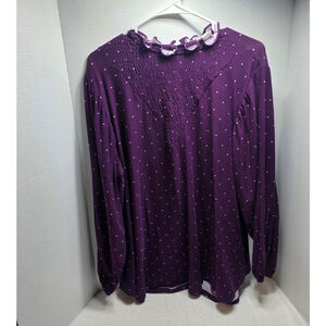 Women's LuLaRoe Purple Polka Dot Long Sleeve Tee L